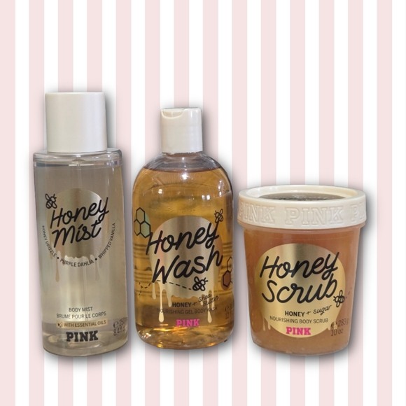Victoria's Secret PINK Bundle HONEY Wash Scrub & Mist New - Picture 1 of 4